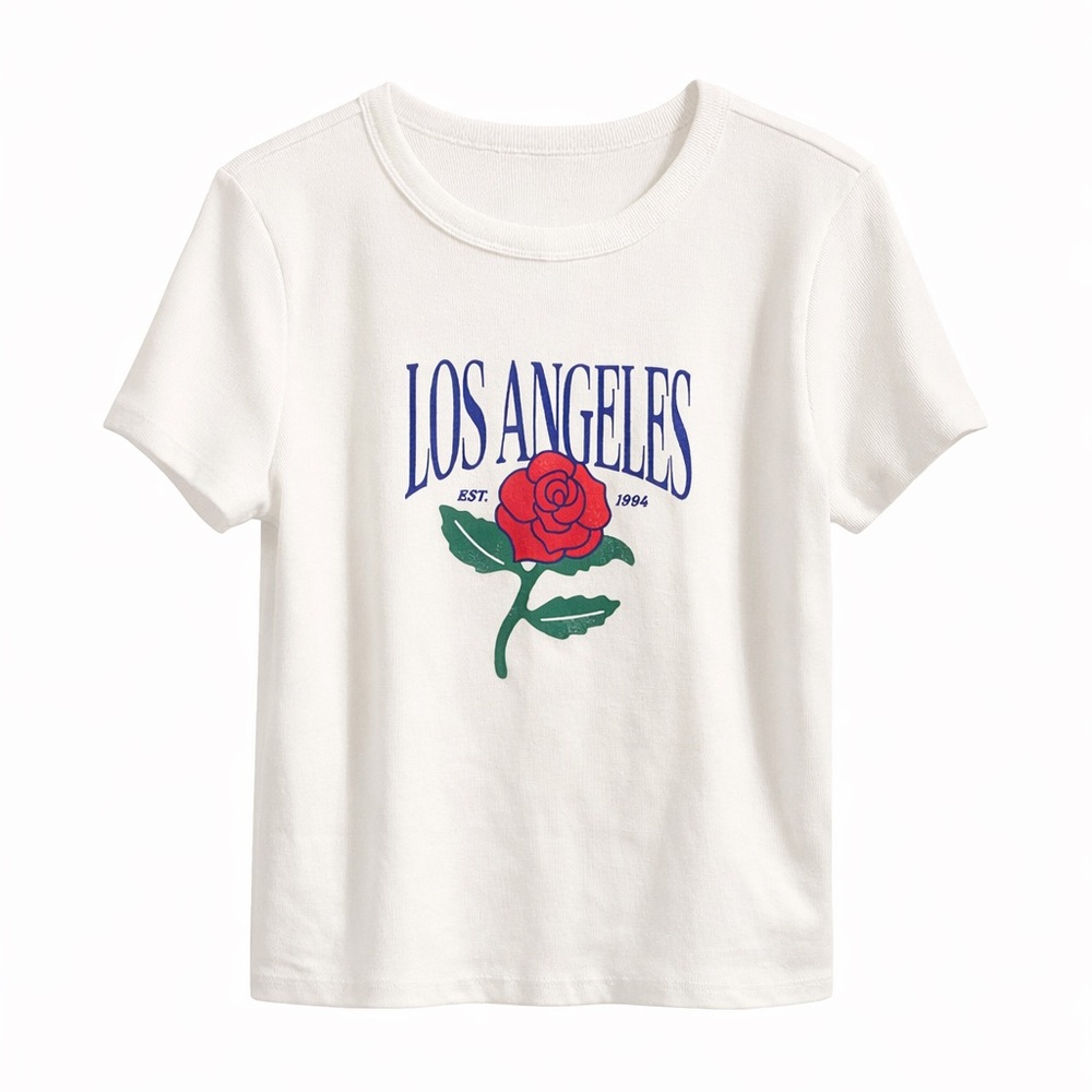 Los Angeles Rose Graphic Tee - White